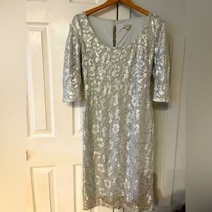 Light silver matte-sequin cocktail dress